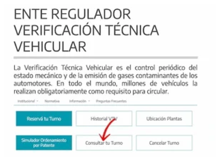 Paso 1 para consultar o cambiar el turno de la VTV en Lanús